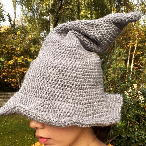 Adult Crochet Wizard Hat – Handmade Halloween Costume or DnD Cosplay Accessory