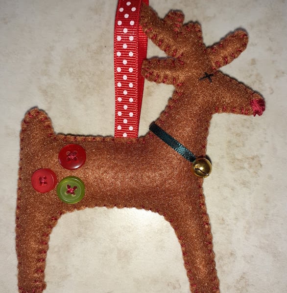 Hand Sewn Reindeer Decoration