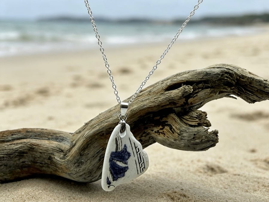 Unique Handcrafted Sea Tumbled Ceramic Necklace