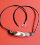 Large Banded Agate Gemstone Pendant Brown Cord Men Women Necklace 20 Inch