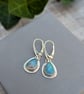 Turquoise Blue Aurora Opal Teardrop Earrings - JBJ3040 - Image 2