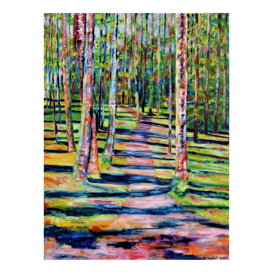 Woodland Landscape Painting  Forest Scene Impressionist Original Art