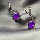 Sterling silver and purple jade stone earings