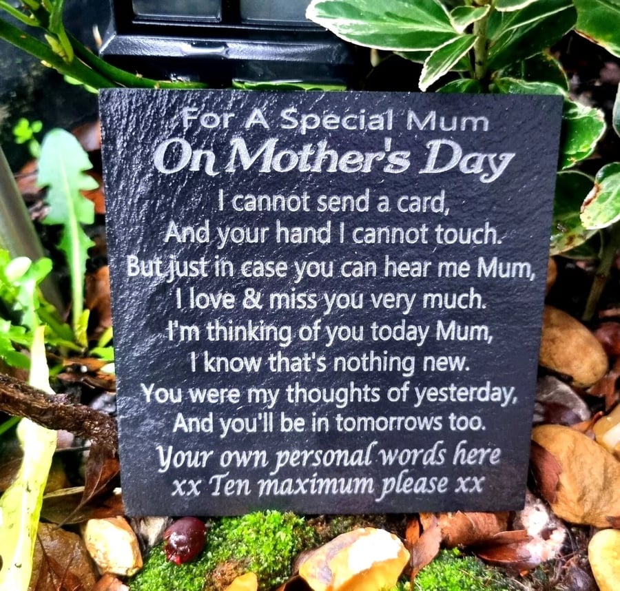 Personalised Mum Mother's Day Memorial slate plaque mothers remembrance memory