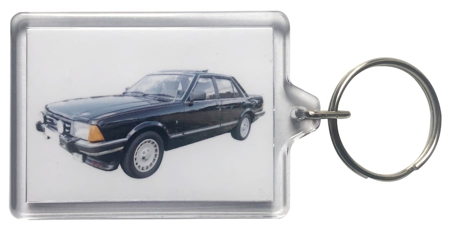 Ford Granada 2.8i Mk2 1984 - Keyring with 50x35mm Insert - Classic Car Fan