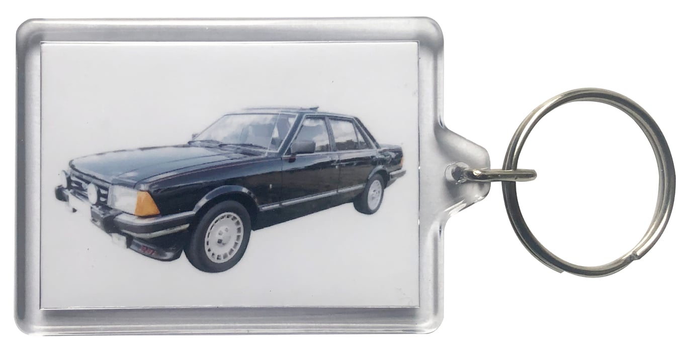 Ford Granada 2.8i Mk2 1984 - Keyring with 50x35mm Insert - Classic Car Fan