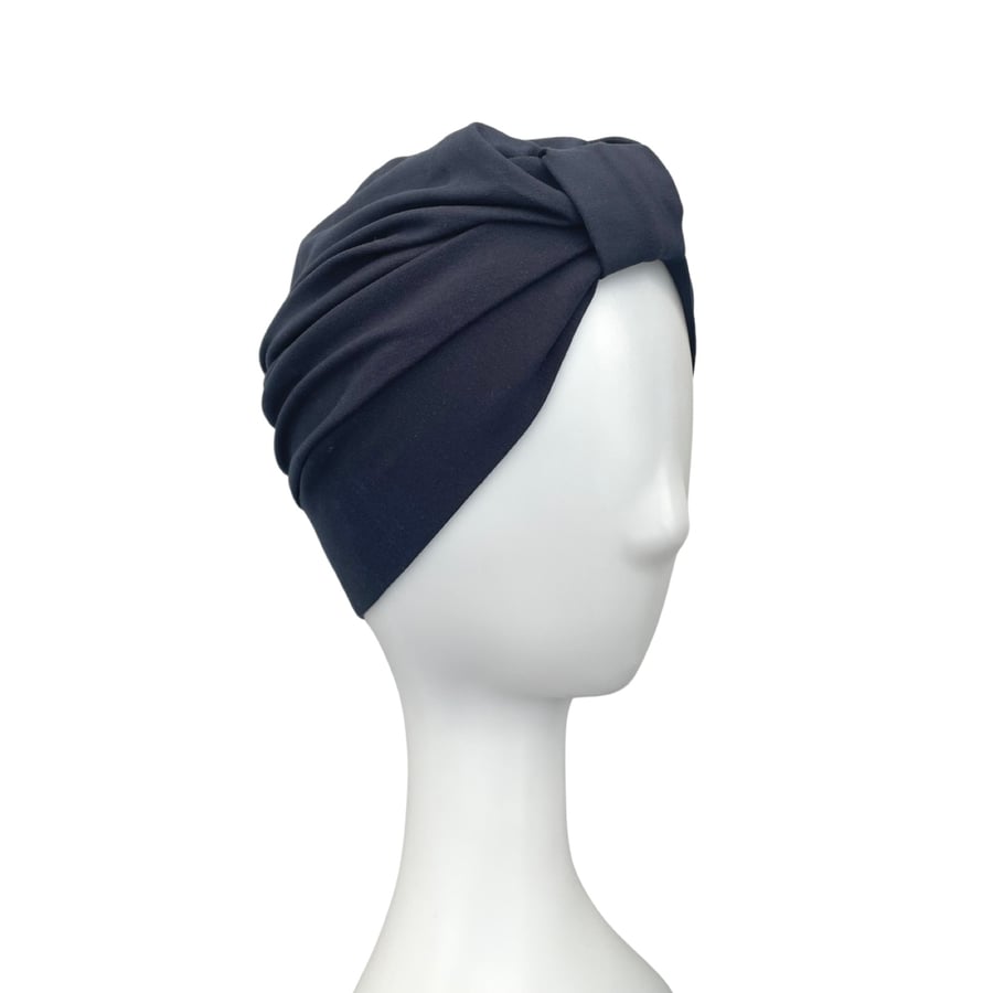 Navy Chemo Turban, Turban Hat for Women, Dark Blue Women's Turban, Hair Care 