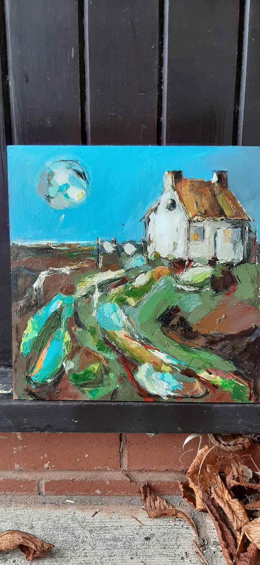 Abstract cottage and landscape painting 