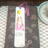 ' In stillness 'Hand drawn and painted bookmark with silk ribbon '