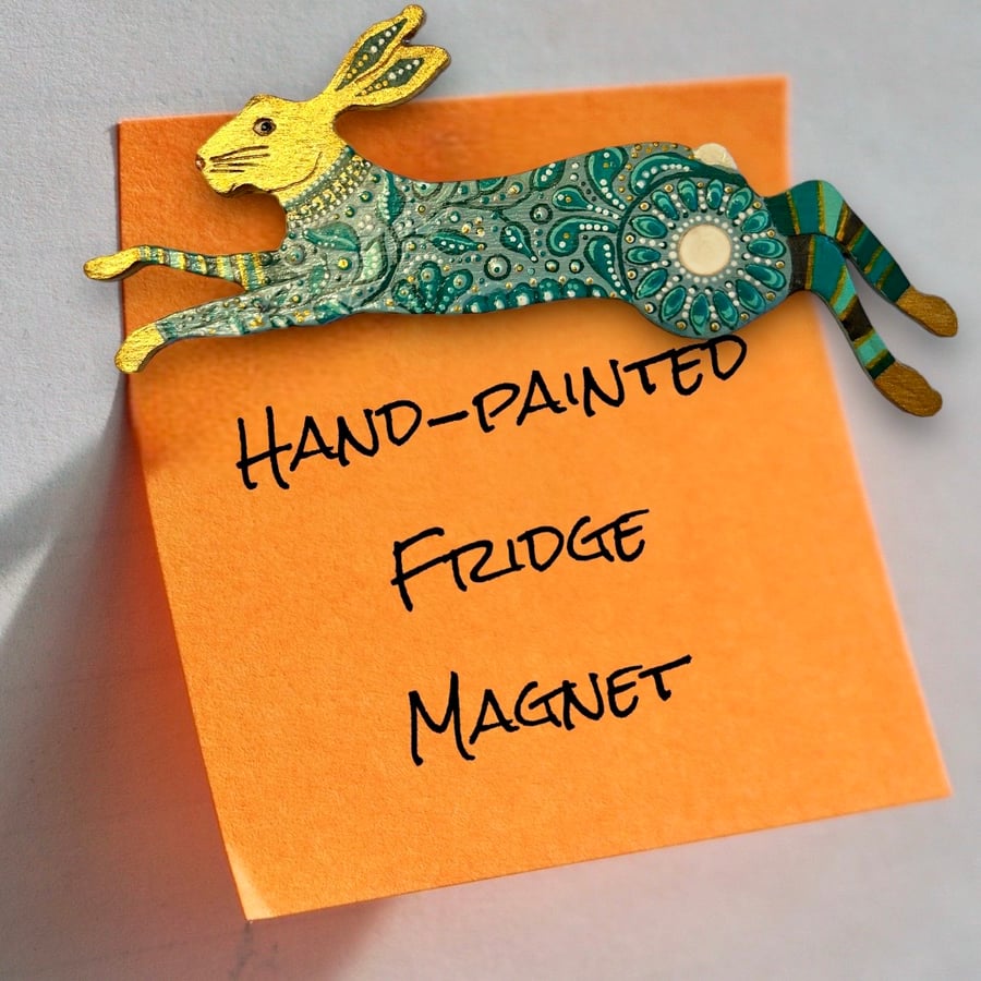 Turquoise Running Hare Magnet