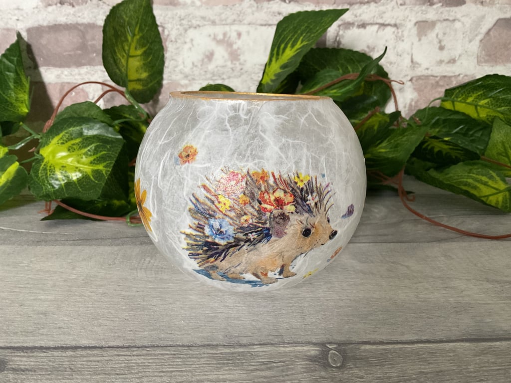 Glass Bowl Vase. Hedgehog.