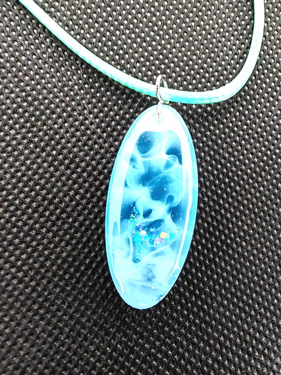 Handmade Ocean Wave Resin Necklace: Mermaid Tail Pendant