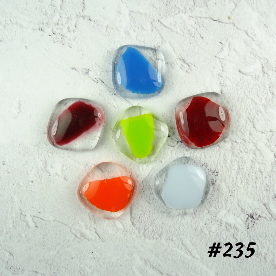 Bag of mixed colours art glass cabochons, for jewellery making, crafting (235)