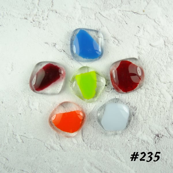 Bag of mixed colours art glass cabochons, for jewellery making, crafting (235)