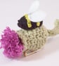 Made to order. Crochet thistle and felt bumblebee brooch - Image 3
