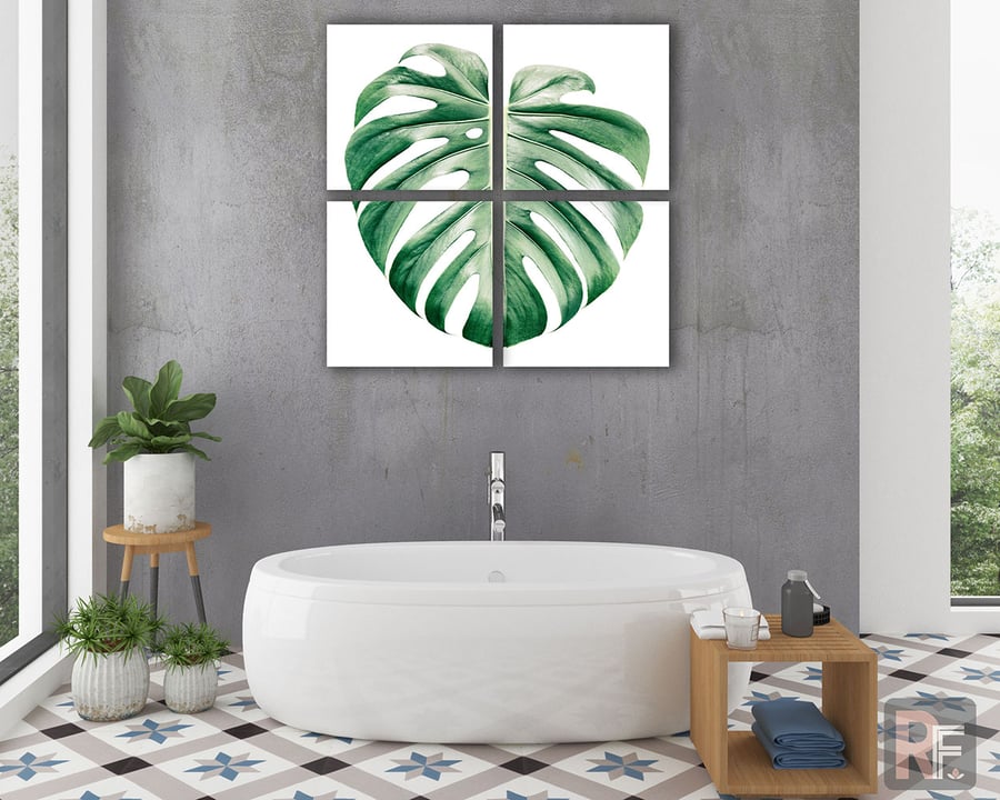 PLant art - Monstera leaf print - Green home decor - Living room wall art