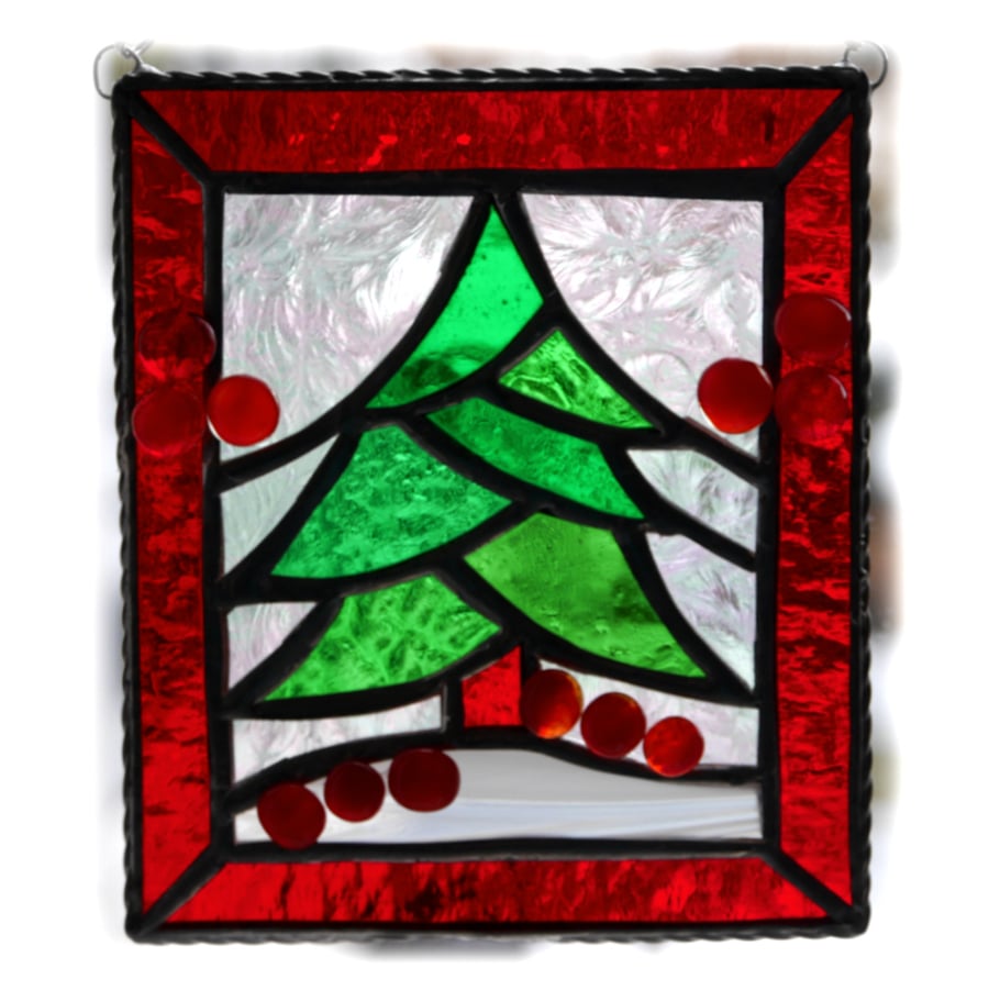 Reduced - Christmas Tree Stained Glass Framed Suncatcher 004 