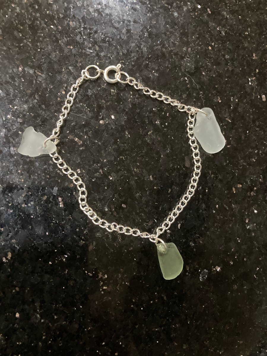 Seaglass and silver plate bracelet