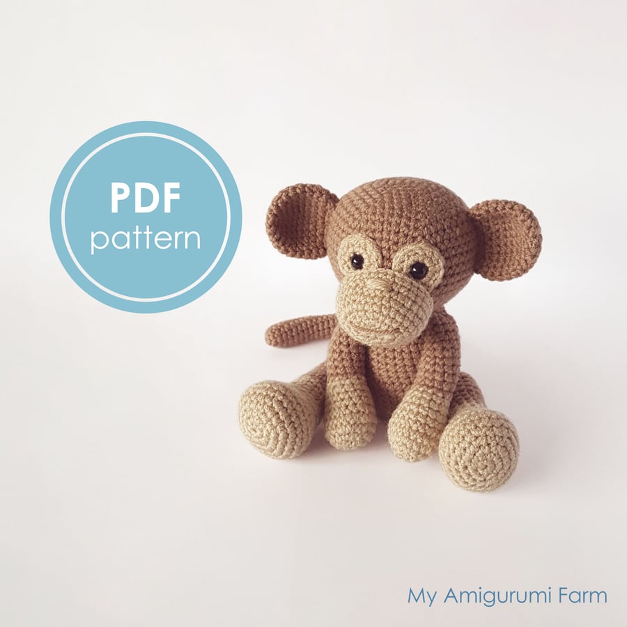 PATTERN: crochet monkey pattern - amigurumi monkey pattern - chimpanzee 