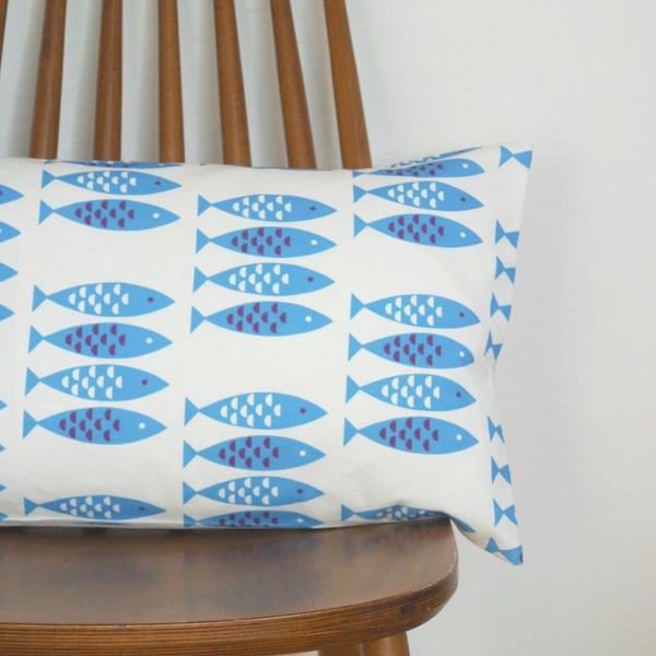 Newlyn Fish cushion cover Blue