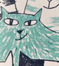 Turquoise Cats card by Jo Brown happy tomato - Image 2