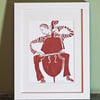 screen-print of cellist