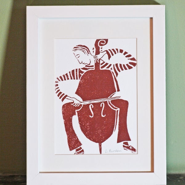screen-print of cellist