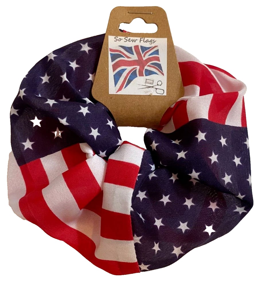 USA United States America Flag Hair Scrunchie Scrunchies Accessory Band Elastic