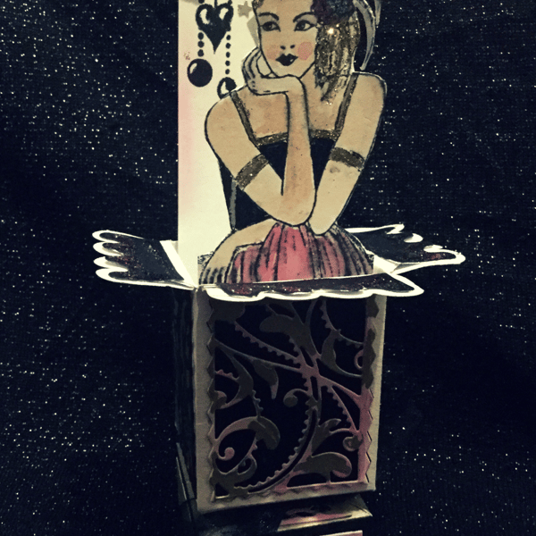 Handmade Luxury Art Deco Pop-Up Card, Lady in Pink