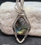 Teardrop labradorite gemstone pendant necklace, wire wrapped in silver-plate - Image 5