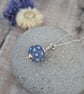 Sterling Silver Blue Spotty Lampwork Glass Necklace - JBJ2059