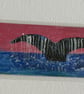 Handmade bookmark. Double sided, original artwork whale tail ocean
