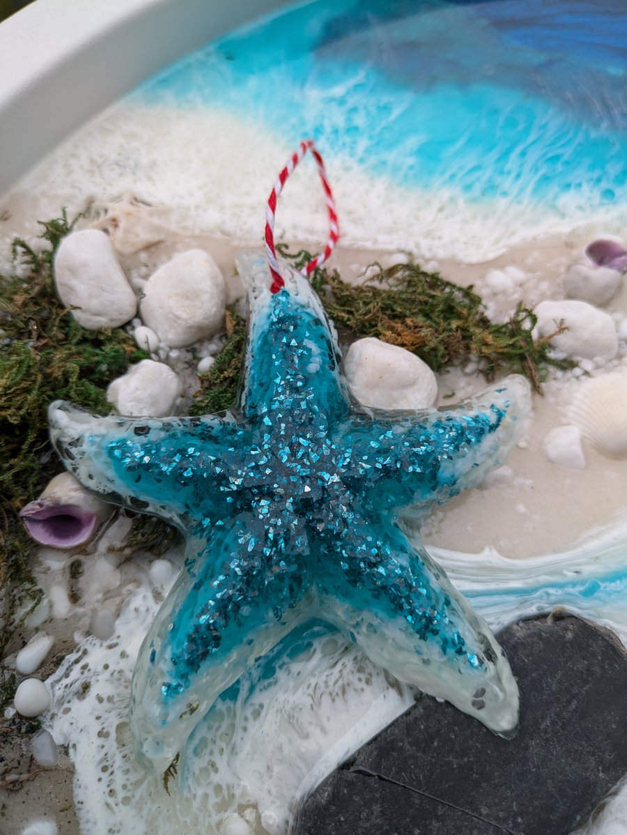 Textured Resin Starfish Hanging Decoration