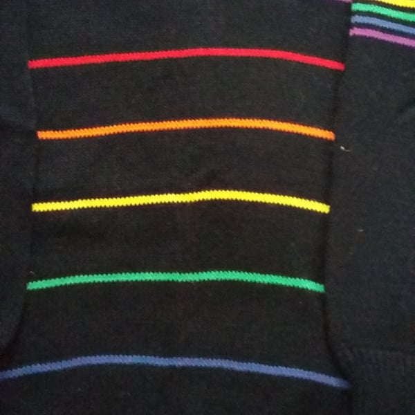 Navy cotton rainbow stripe jumper in children's sizes