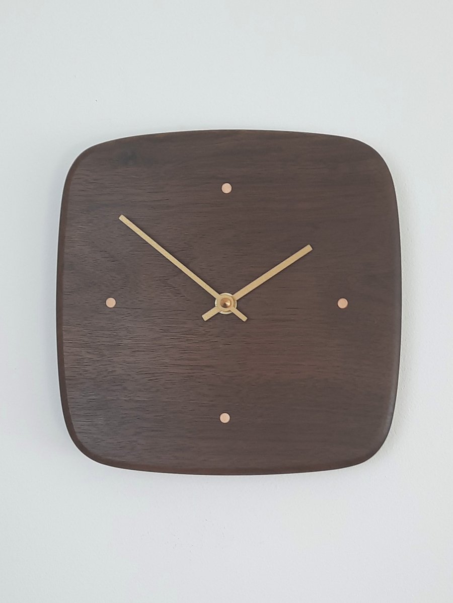 Glas Wall Clock Small - American Black Walnut & Maple Dots