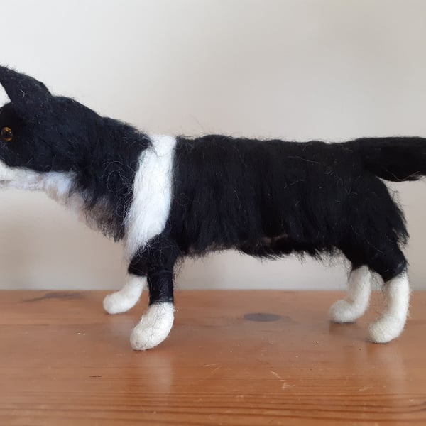 Needle felted wool sculpture ooak,collectable Border Collie dog 