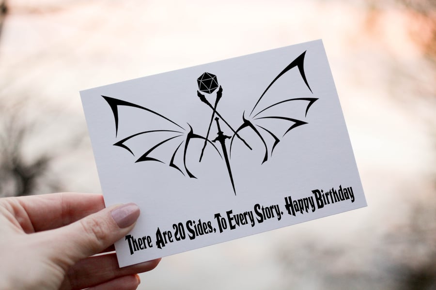 There are 20 Sides To Every Story Dungeons and Dragons Birthday Card