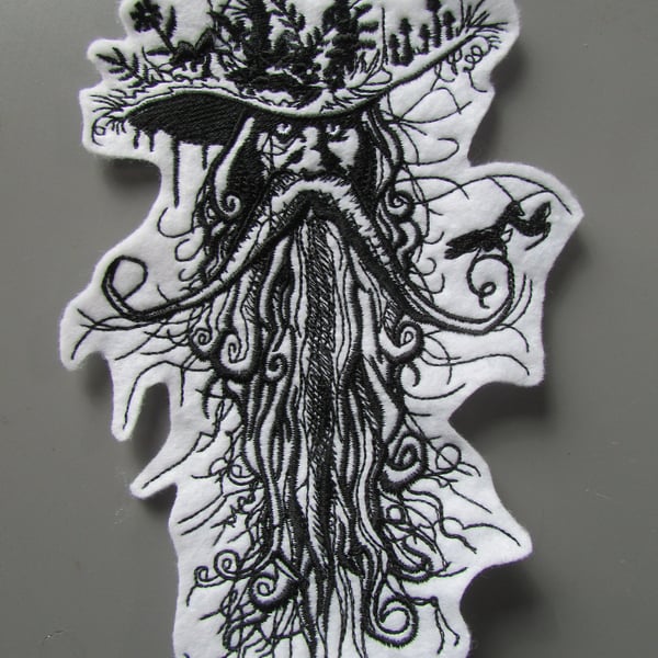 Forest Woodland Man Embroidered Sew on Applique Patch
