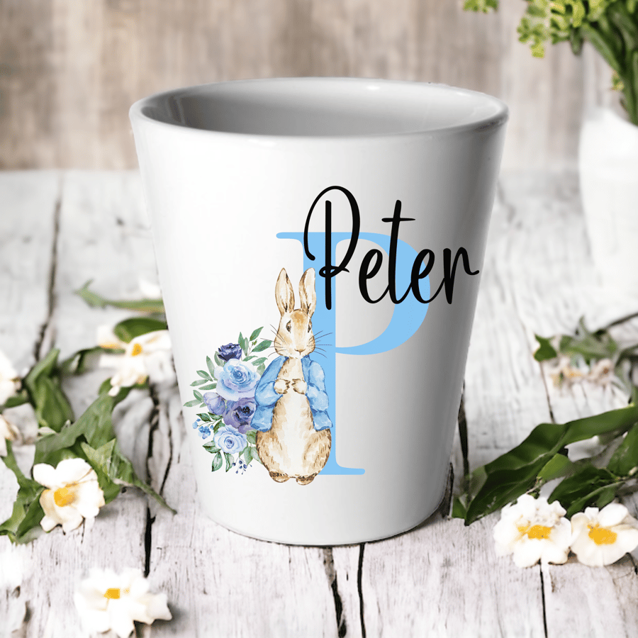 Personalised Rabbit Flower Pot - variations