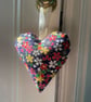 Blue flower fabric heart hanging decoration - Image 2