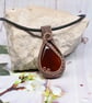Wire Woven Carnelian and Copper Pendant - Image 1