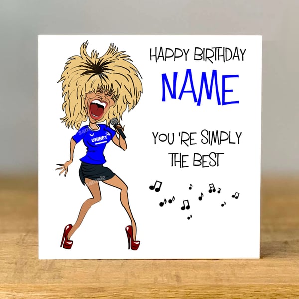 Personalised Rangers Birthday Card, Football, mum, dad, grandad, gran, son, 