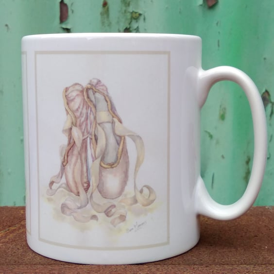 Mug printed with ballet shoes image from my original painting