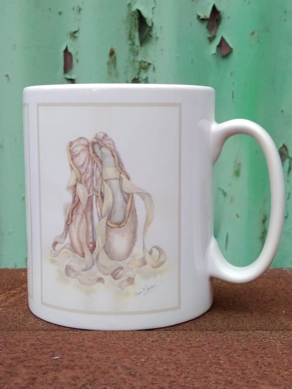 Mug printed with ballet shoes image from my original painting