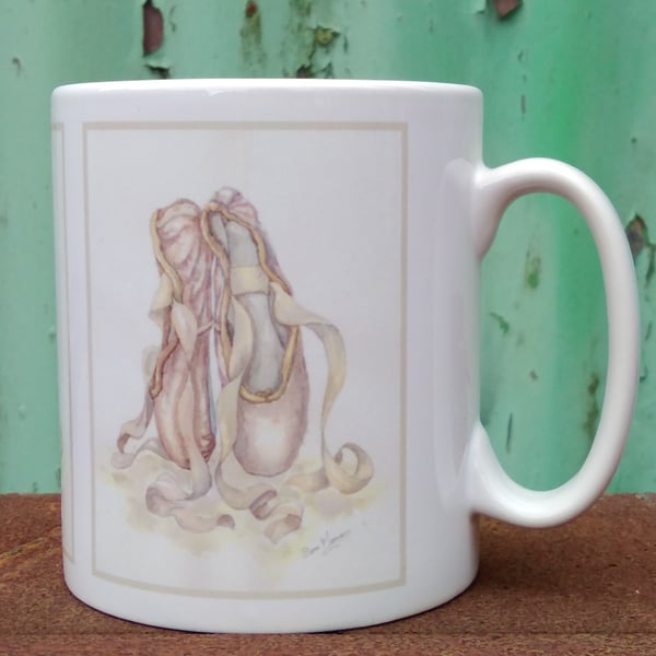 Mug printed with ballet shoes image from my original painting