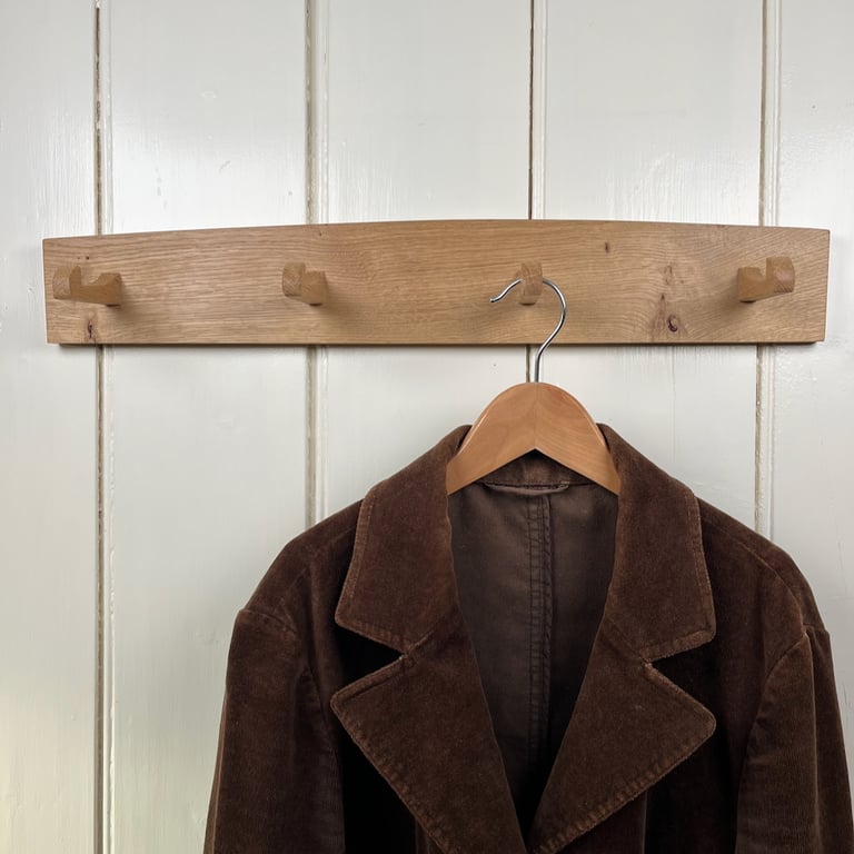 Oak four hook coat rack