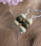 Handmade Sterling Silver Green Moss Lampwork Earrings - Image 1