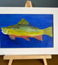 Brook trout in deep blue water. Original painting in acrylics  - Image 3