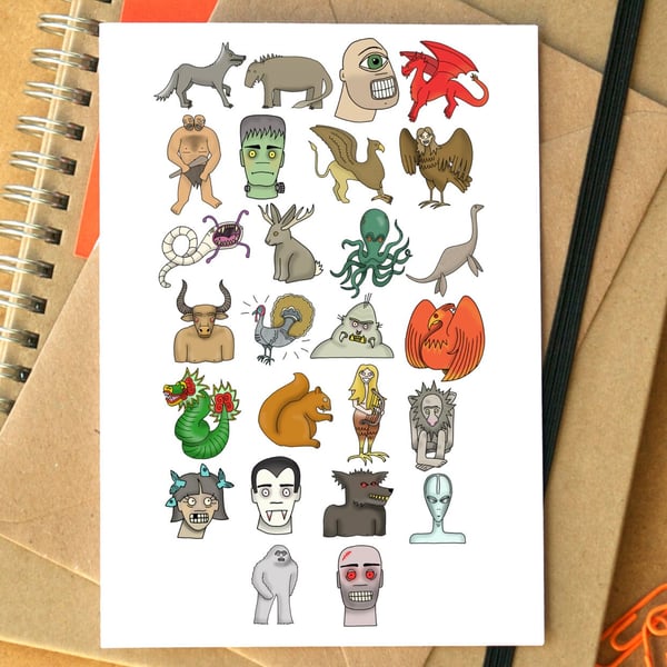 Monsters Alphabet Greetings Card