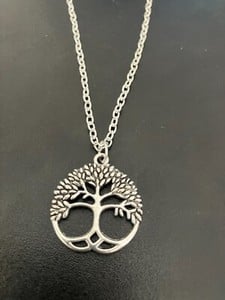 celtic knot tree of life pendant necklace silver plated 18" curb chain